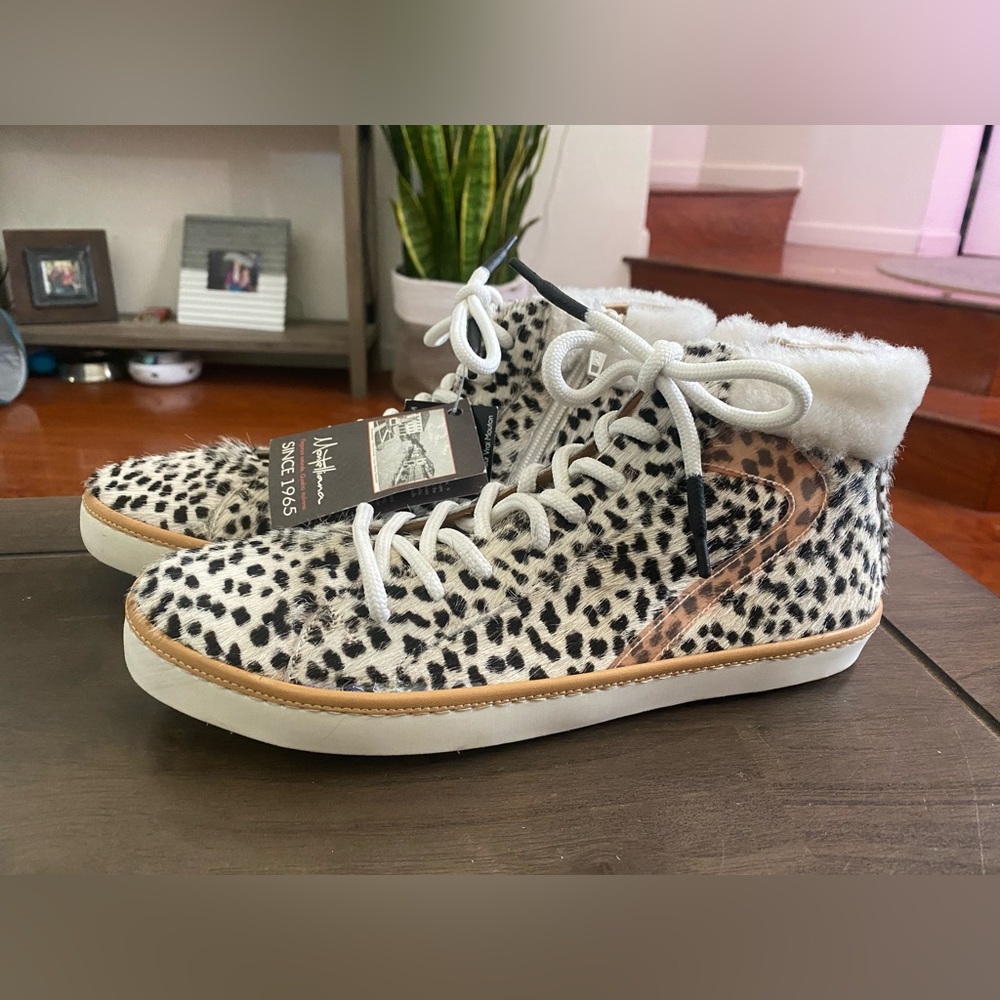 NWT Montelliana 1965 Sandy High Top Sneaker Cow Spot Calf Fur Size 9.5/EU 40